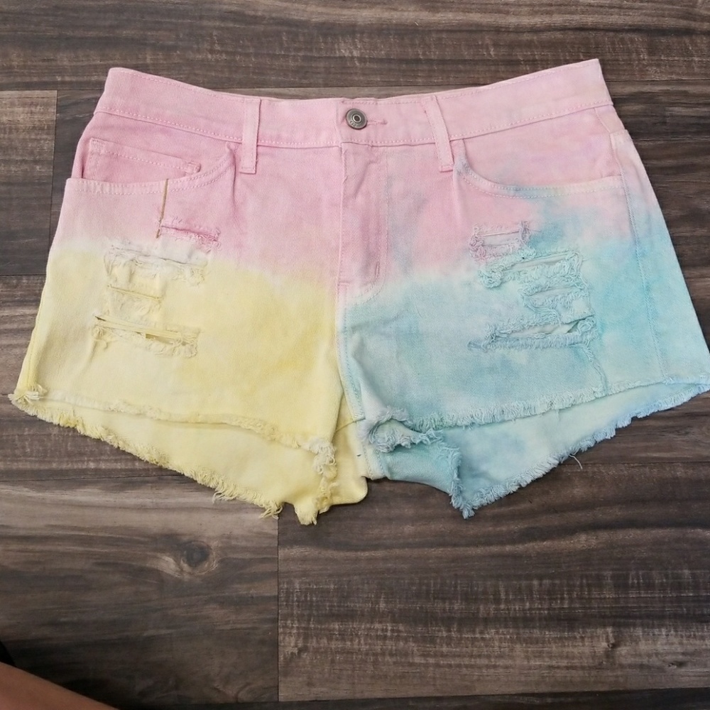 O2 Denim Pastel TyeDye Shorts